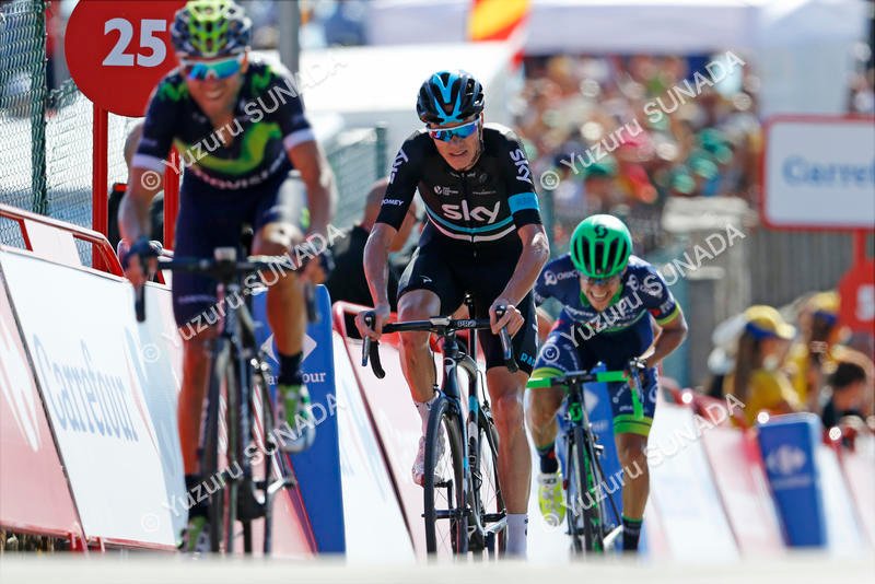 22 August 2016 71st Vuelta a Espana Stage 03 : Marin - Dumbria, Mirador de Ezaro VALVERDE Alejandro (ESP) Movistar FROOME Christopher (GBR) Sky CHAVES Johan Esteban (COL) Orica - BikeExchange Photo : Yuzuru SUNADA